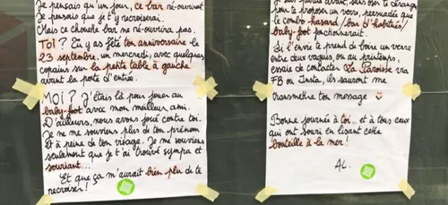 Elle placarde un joli mot sur la devanture d’un bar dans l'espoir...