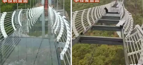 Il reste coincé sur un pont en verre suspendu après que le sol se...