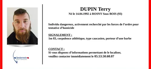 Terry Dupin, l'ex-militaire traqué en Dordogne, placé en garde à vue