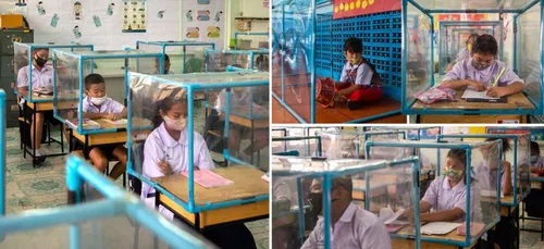 Coronavirus : des élèves placés dans…des boîtes en plastique (photos)