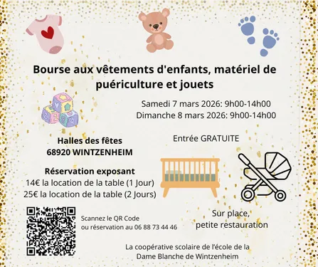 Bourse aux vêtements d'enfants, matériel de puériculture et jouets