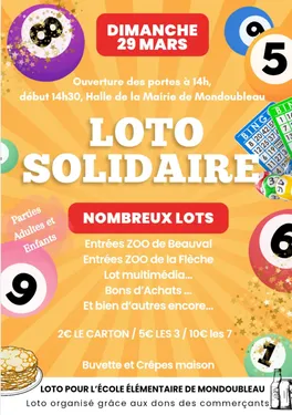 MONDOUBLEAU (41) - Loto solidaire pour l'école élémentaire