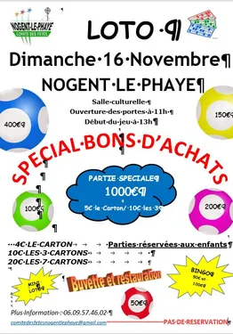 NOGENT-LE-PHAYE - Loto du comité des fêtes