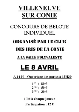 VILLENEUVE-SUR-CONIE (45) - Concours de belote