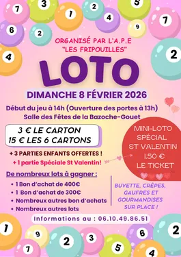 LA BAZOCHE-GOUËT - loto de l'APE Les Fripouilles