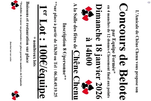Concours de Belote de l'Amicale de Chêne Chenu