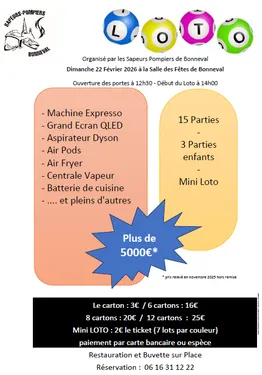 BONNEVAL - Loto des sapeurs-pompiers