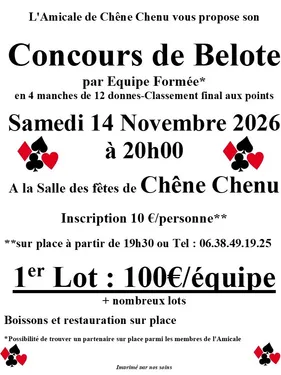 TREMBLAY-LES-VILLAGES - Concours de Belote de l'Amicale de Chêne-Chenu