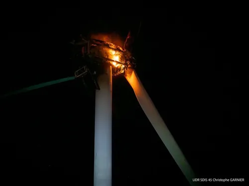 Une éolienne embrasée près de Toury