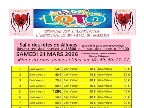ALLUYES - Loto de l'association Empreinte de ma patte