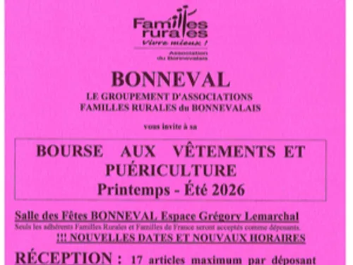 BONNEVAL - Bourse aux vêtements des Familles Rurales