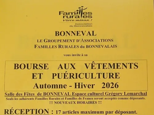 BONNEVAL - Bourse aux vêtements des Familles Rurales