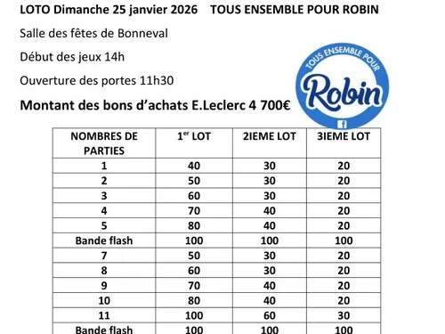 BONNEVAL - Loto Ensemble pour Robin