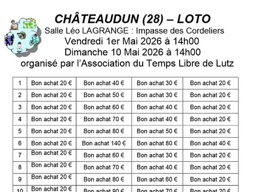 CHÂTEAUDUN - Loto de l'Association du Temps Libre de Lutz