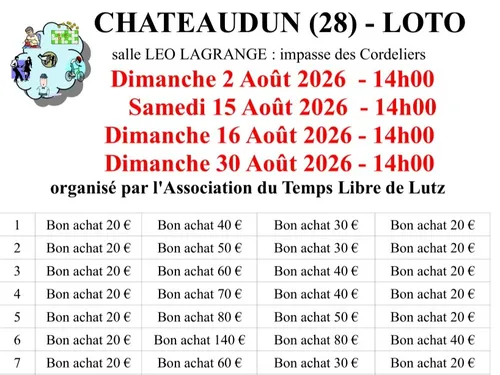 CHÂTEAUDUN - Loto de l'Association du Temps Libre de Lutz