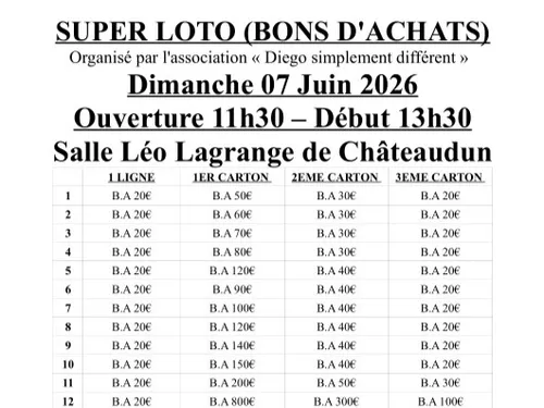 CHÂTEAUDUN - Loto de l'association Diego simplement différent
