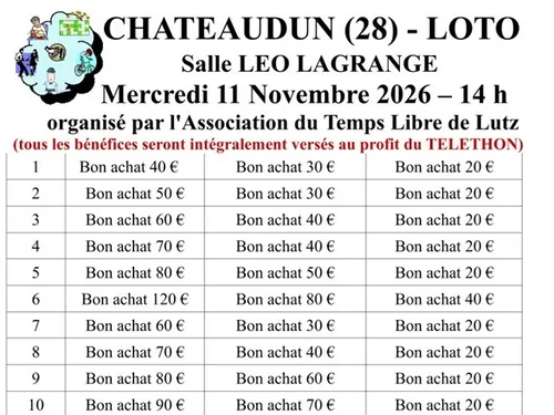 CHÂTEAUDUN - Loto de l'association du Temps Libre de Lutz