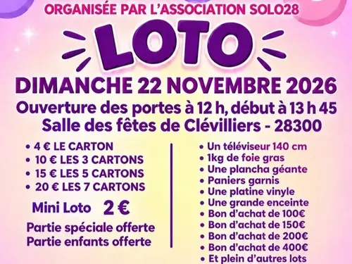 CLÉVILLIERS - Loto de l'association Solo 28