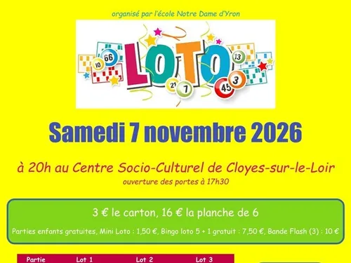 CLOYES-SUR-LE-LOIR - Loto de l'école Notre-Dame d'Yron