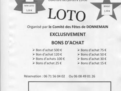 DONNEMAIN - Loto du comité des fêtes
