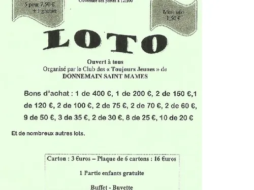 DONNEMAIN - Loto du Club des Toujours Jeunes