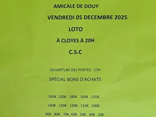 CLOYES-SUR-LE-LOIR - Loto de l'Amicale de Douy
