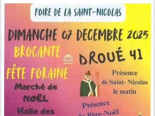DROUÉ (41) - Foire de la Saint Nicolas, Marché de Noël, brocante