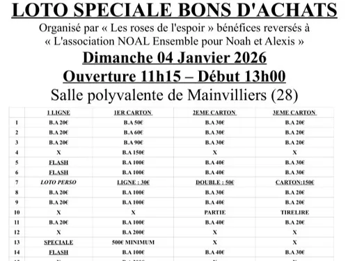 MAINVILLIERS - Loto des Roses de l'Espoir