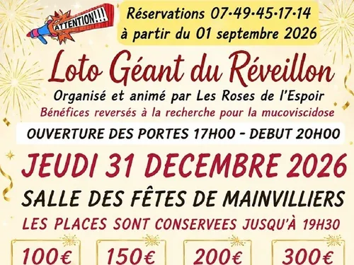 MAINVILLIERS - Loto Géant du Réveillon des Roses de l'Espoir