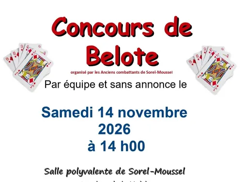 SOREL-MOUSSEL - Tournoi de belote