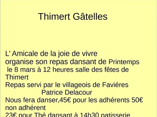 THIMERT-GÂTELLES - Déjeuner et Thé dansant de l'Amicale de la Joie...