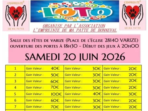 VARIZE - Loto de l'association l'Empreinte de ma patte de Bonneval