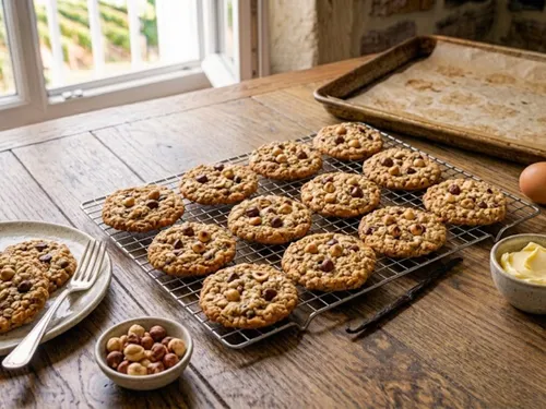 Cookies aux flocons d'avoine, chocolat et noisette