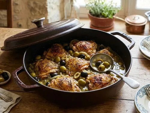 Poulet mijoté aux olives