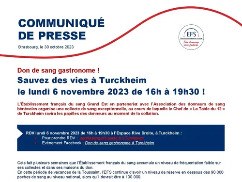 Don de sang gourmand à Turckheim 