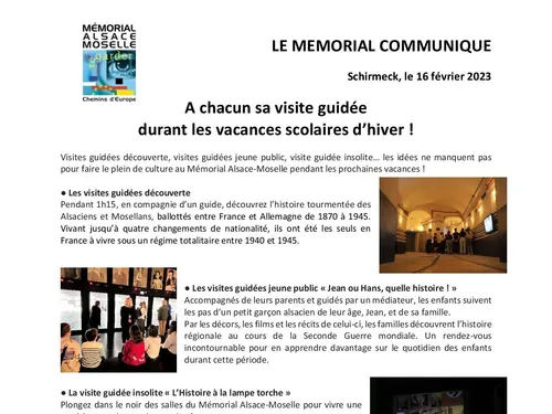 Les visites guidées reprennent au Mémorial Alsace-Moselle