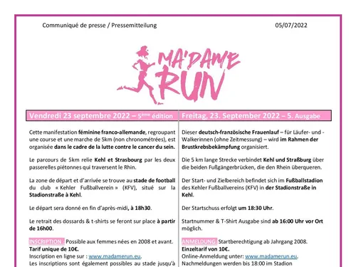 5ème édition de la MA’DAME RUN 