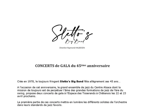  SLETTO'S BIG BAND - Concerts de Gala du 45ème anniversaire