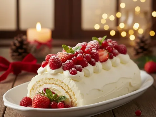 Bûche de Noël facile au fruits rouges