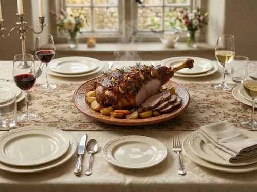 Gigot d'agneau rôti au romarin et à l'ail