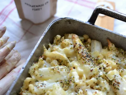 Gratin de spaetzle et asperges blanches d’Alsace