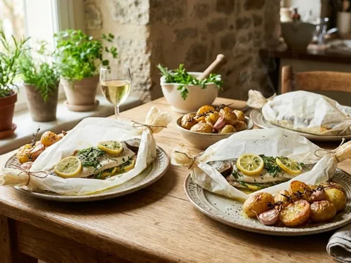Truite en papillote aux herbes et au citron