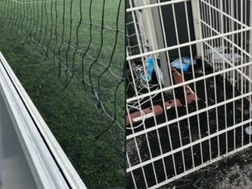 Le city-stade du Plessis-Belleville dégradé