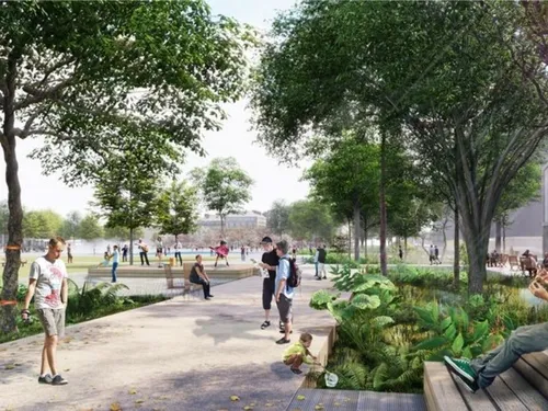 Nantes. Les travaux de la place Gloriette - Petite Hollande...