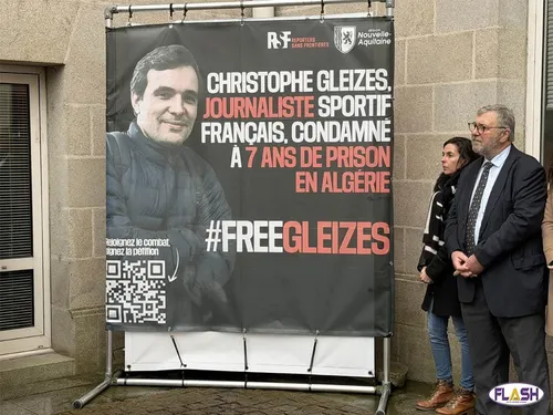 Limoges : une bâche de soutien à Christophe Gleizes