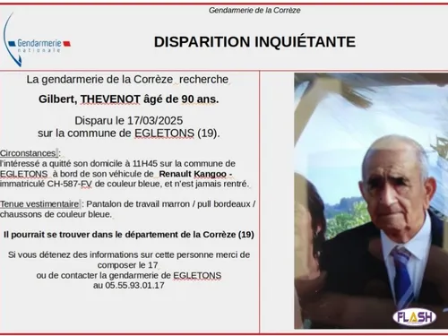 Corrèze : Un homme de 90 ans recherché après sa disparition