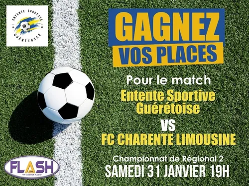 Gagnez vos places pour l'Entente Sportive Guérétoise contre le FC...