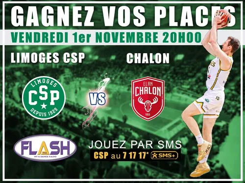 Gagnez vos places pour Limoges CSP - Chalon-sur-Saône du 1er...