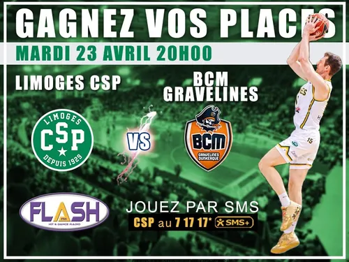 Gagnez vos places pour Limoges CSP - BCM Gravelines Dunkerque du 23...