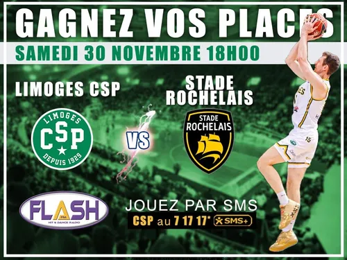 Gagnez vos places pour Limoges CSP - Stade Rochelais du 30 novembre...